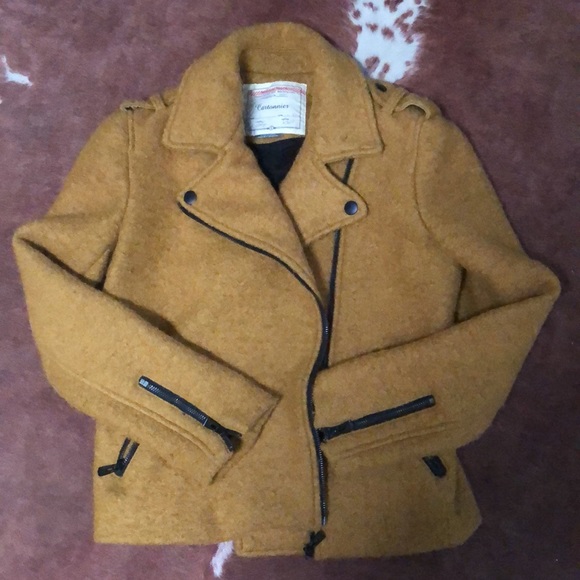 Anthropology Cartonnier Small Mustard Yellow Moto Jacket - Picture 3 of 4